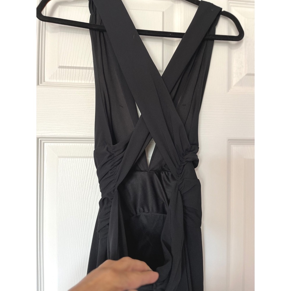 White House Black Market Black Wrap Midi Dress V-Neck Crisscross Back Size 6 - Picture 4 of 11